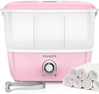 TASALON Hot Towel Steamer for Facials, Hot Towel Warmer Quickly Heats Up in 5 Minutes, Portable Towel Machine Fits 16 Mini Towels, Salon Equipment Towel Warmer for Facials, Spa, Massage, Pink