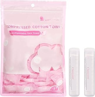 Classycoo Compressed Towel 120 PCS with 2 Carrying Cases,Disposable Mini Tablets Portable Face Towel Cotton Coin Tissue for Travel, Camping, Hiking, Sport, Home Hand Wipes, Outdoor Activities (Pink)