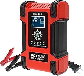 12V 24V 12A Smart Battery Charger for Cars & Trucks - Fully Automatic 7-Stage Charging, LCD Display, Trickle Charger & Maintainer, Safe for AGM, Gel, Lead-Acid, Calcium Batteries