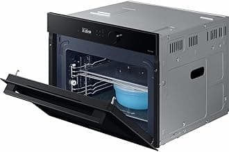 Samsung Bespoke Series 5 NQ5B5763DBK Wifi Connected Built In Compact Electric Single Oven with Microwave Function - Black Glass