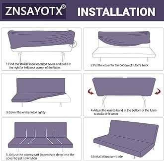 ZNSAYOTX Armless Futon Cover Super Stretch (67"-82") Jacquard Futon Sofa Bed Slipcover with Non-Slip Elastic Bottom, Universal Sofa Mattress Cover Full Queen Size (Soft Durable Washable, Light Coffee)