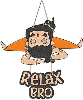 Artvibes Relax Bro Printed Wooden Wall Hanging with Quotes, 12 Inches x 16 Inches, Modern Decoration, Wall Art