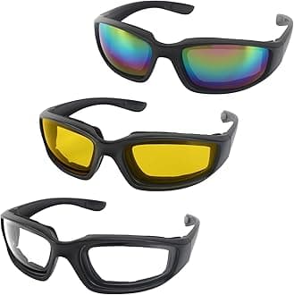 3 Pair Motorcycle Riding Glasses Padding Goggles UV Protection Dustproof Windproof Motorcycle Sunglasses for Outdoor Actives