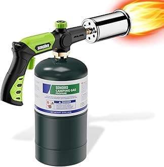Sondiko Powerful Grill & Cooking Propane Torch L8010, Sous Vide, Campfire Starter, Adjustable Wood Torch Burner for Searing Steak, BBQ, Welding(Green & Black) Propane Tank Not Included