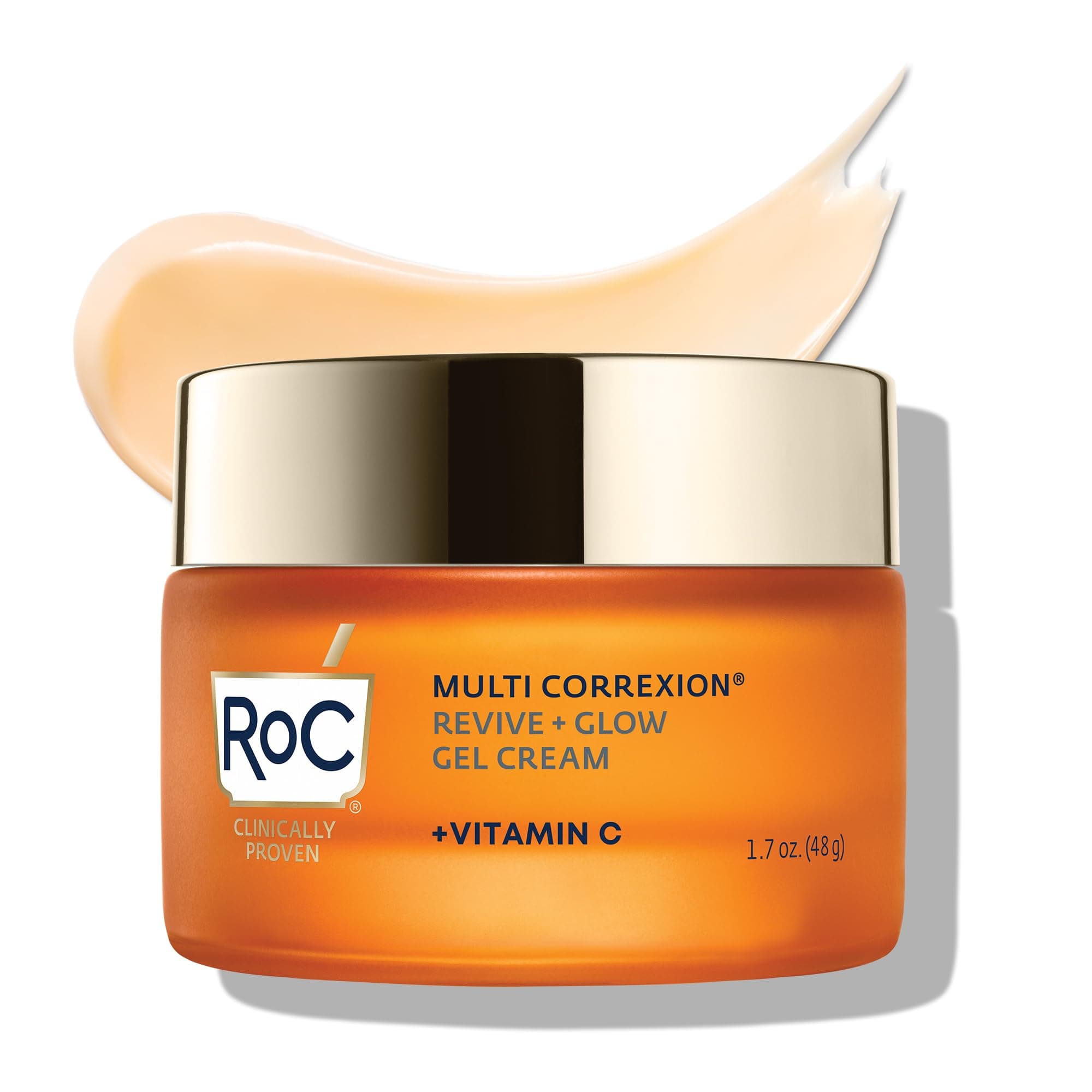 RoC Multi Correxion Revive + Glow 10% Vitamin C Moisturizer for Face, Anti-Aging Gel Cream, Instant Glow, Hypo-Allegenic, Oil-Free, 1.7 Ounces (Packaging May Vary