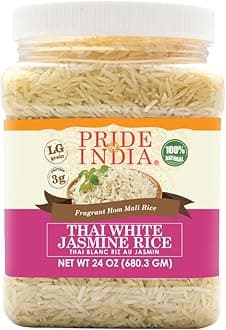 Pride Of India - Thai White Jasmine Rice - Fragrant Hom Mali Rice, 1.5 Pound Jar