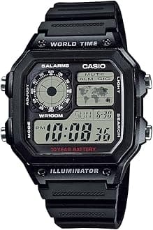 Casio Men's AE1200WH-1A Black Analog Digital Multi-Function Watch