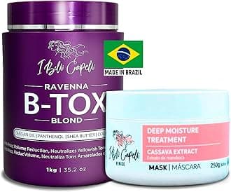 I Belli Capelli Kit Ravenna B-Tox Blond Volume Reducer Thermal Activated Straightening E Venice Áscara Mandioca Hidratação, 8.8 Oz, 250g, 35.2 1kg, M