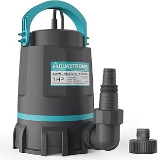 - Aquastrong Sump Pump 1 HP 4500 GPH Submersible Water Pump Thermoplastic Portable Utility Pump High Flow Water Removal for Swimming Pool Garden Pond Basement Window Wells with 10ft Long Power Cord