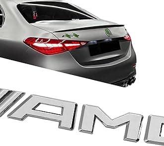 Knomix A-M-G Car Emblem Badge Replacement Accessories fit for Trunk Lid Rear Compatible with G63 C63 C43 C300 CLA CLS CLA GLA GLB GLC GLE E63 E53 E43 A45 A35 .etc Car Side Decoration (Silver)