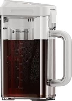 Compact Cold Brew Coffee Maker, 41oz Iced Tea and Coffee Maker Brewer Space Saving Tritan Pitcher, 350 Mesh Filter, 100% Leak-Proof