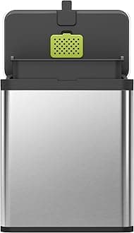 EKO Kitchen Compost Bin, 7L / 1.85 Gal Stainless Steel with Removable Inner Bucket and Deodorizer Compartment, 2-in-1 Countertop Compost Bin with Lid, Food Waste Caddy for Kitchen (MMT & Black Finish)