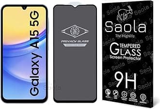 Saola® Ultra Privacy Tempered Glass For Samsung Galaxy A15 5G (PACK OF 1) with Free Installation Kit. Full screen Coverage. Free Replacement If Received Damaged - 6.5 inch