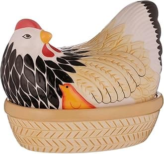 Mother Hen Egg Nest | Rustic Farm-Inspired Kitchen Tidy & Egg Storage | Decorative Ceramic Hen | Chip-Resistant Dolomite | 21cm