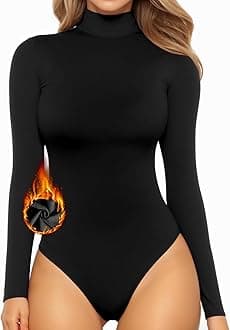 MANGOPOP Women's Mock Turtle Neck Sleeveless Long Sleeve Tops Bodysuit Jumpsuit