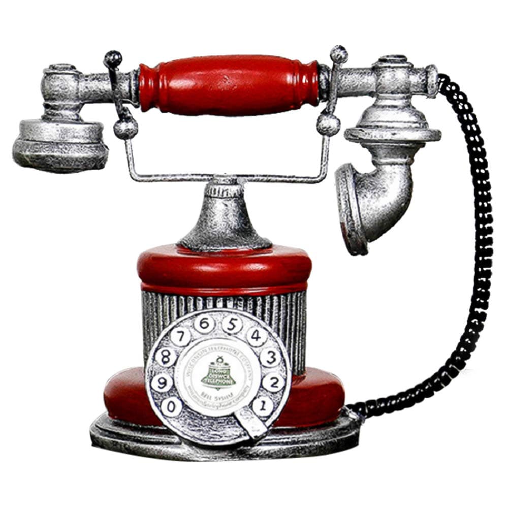 1 Pack L:7 1/2 inch X W: 4 inch X 6 inch Red Antique Telephone Creative Retro Decorative Phone Resin Rotary Dialing Telephone Decorating Cafe Bar Window Decoration Home Decoration Props