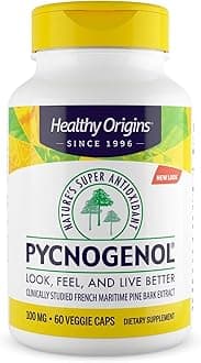 Healthy Origins Pycnogenol 100 mg - Premium Pine Bark Extract - French Maritime Pine Bark Extract for Heart Health, Skin Care & More - Gluten-Free & Non-GMO Supplement - 60 Veggie Caps