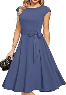 Women's Cocktail Dresses, Formal Wedding Guest Modest Church Vintage Tea Party Midi Evening Dress