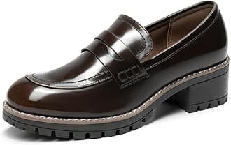 DREAM PAIRS Women's Platform Chunky Heeled Loafers, Womens Business Casual Shoes