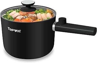 – Hot Pot Electric, 1.5L Ramen Cooker, Portable Non-Stick Frying Pan, Electric Pot for Pasta, Steak, BPA Free, Electric Cooker with Dual Power Control, Over-Heating & Boil Dry Protection, Black