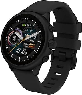 Fossil Unisex Gen 6 44mm Wellness Edition Touchscreen Silicone Smart Watch, Color: Black (Model: FTW4069V)