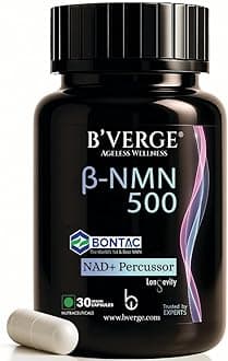 BVERGE® NMN Supplement 500mg |100% Purity | BONTAC Pro NMN World's Most Trusted & Trusted by Experts | Healthy Ageing | Repair Cells | Enhance Muscle | Neuro Function (500MG 30 Capsules)