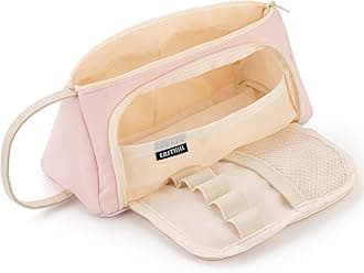 EASTHILL Large Capacity Colored Canvas Storage Pouch Marker Pen Pencil Case Simple Stationery Bag Holder for Middle High School Office College Student Girl Women Adult Teen Gift