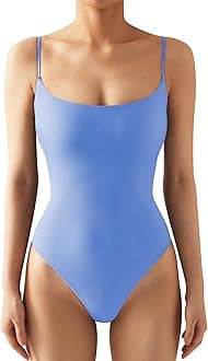 Women Sexy Square Neck Thong Bodysuit Backless Cami Bodysuit Top