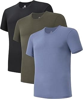 DAVID ARCHY Men's Undershirts Micro Modal Ultra Soft T-Shirts Stretch Moisture-Wicking Crewneck/V-Neck Tees for Men, 3-Pack