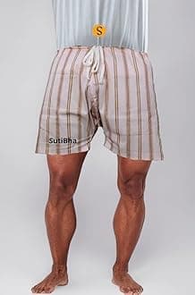 Men's Lattha Traditional Pure Cotton Underwear aka Patta wala Janghiya, Dhari wala/ Striped Undergarment, Khadi Latthe Ka Jangia, Nicker,Chaddi; Nade wala kachha with wide Miyani/Asan & Back Pocket & Drawstring/Nada