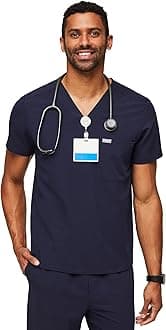 FIGSChisec Scrub Top for Men – 3 Pockets, Tailored Fit, Squared V-Neck, 4-Way Stretch, Moisture-Wicking Men's Scrubs