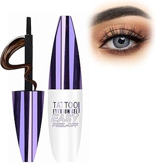 Peel Off Eyebrow Gel, Black Tattoo Eyebrow Gel Easy Peel Off for Women, Up to 3 Days Waterproof & Long Lasting Brow Color, Easy Application for Fuller & Defined Looking Brows (04#)