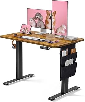 Marsail Electric Standing Desk, 40x24 Inch Adjustable Height Home Office Gaming Desk with Memory Presets, Storage Bag, Stand-Up Desk for Computer Workstations.