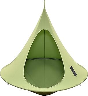 Double Cacoon Hanging Chair for Two – Cozy Indoor/Outdoor Hammock with Polyester Canvas, 440 lb Capacity, Includes 18ft Rope & Carabiner (Leaf Green)