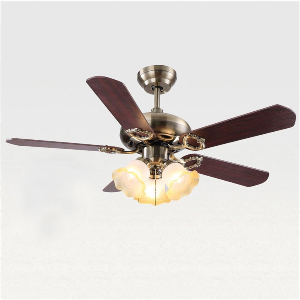 Lighting Baroque Style Classic Pull Switch Ceiling Fan Lights, Flower-shaped, Remote Control