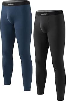 DAVID ARCHY Men's Winter Warm Stretchy Fleece Lined Base Layer Thermal Set Long John with Fly