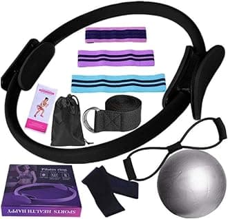 Pilates Essentials Kit for Women, 2025 New Better Me Pilates Kit, Pilates Rings Booty Bands, 11 Yoga Sets for Women, Hip Exercise Band Yoga Ball 25cm Figure 8 Resistance Band for Women (Black)