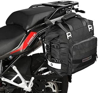 Rhinowalk Motorcycle Saddle Bag, Pannier Bag Waterproof Motorcycle Luggage Quick Release 20L Fits Most Adventure and Sports Bike Motorcycle Racks (Black, 1 Single)
