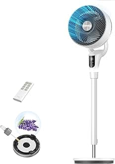 Fan for Bedroom, 80° Oscillating Standing Fan, 25dB Quiet, 80ft Pedestal Fans for Home Office, 90° Manual Vertical, 3 Speeds, Remote, 34-41" Adjustable Height, Air Circulator