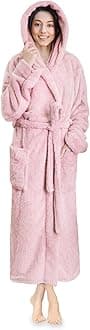 PAVILIA Women Hooded Plush Soft Robe | Fluffy Warm Fleece Sherpa Shaggy Bathrobe