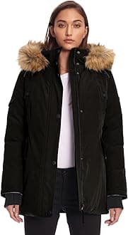 ALPINE NORTH Glacier Women’s Vegan Down Winter Coat with Faux Fur Hood - Parka Jacket for Women