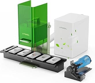 xTool F1 2-in-1 Dual Laser Engraver Deluxe Bundle, with Slide Extension, Rotary Extension and Air Purifier, Lightning Speed Portable Fiber Laser Engraver for Metal Wood Leather Plastic Acylic