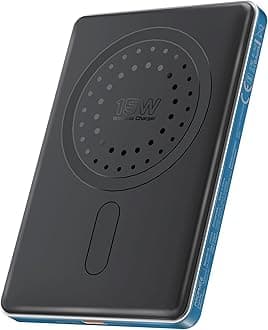 Promate World's Slimmest 5000mAh Power Bank with Ultra-Fast 15W MagSafe Compatible Charging, Super-Fast 20W USB-C Input/Output Port System, and Smart Battery Indicators, Blade-5 Blue