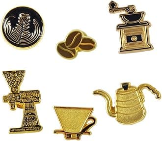 Coffee Enamel Brooch Pins Set - Coffee Series Luxury Souvenir Brooch Enamel Lapel Pins Badge for Barista and Coffee Lover for Clothes Backpack Bag Decor