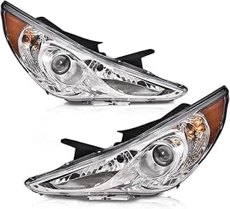 PIT66 Headlight Assembly Compatible with 2011-2014 Hyundai Sonata Headlamp Assembly Driver & Passenger Side Clear Lens Chrome Housing #209150009 921013Q000 209149009