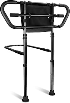 Bedside Rail for Elderly Safety Adjustable Bed Aid with Storage Pocket, Non-Slip Handle, 400 lbs Gravity Capacity (Stand-Compatible with Bed Frames 13.19" or Higher)