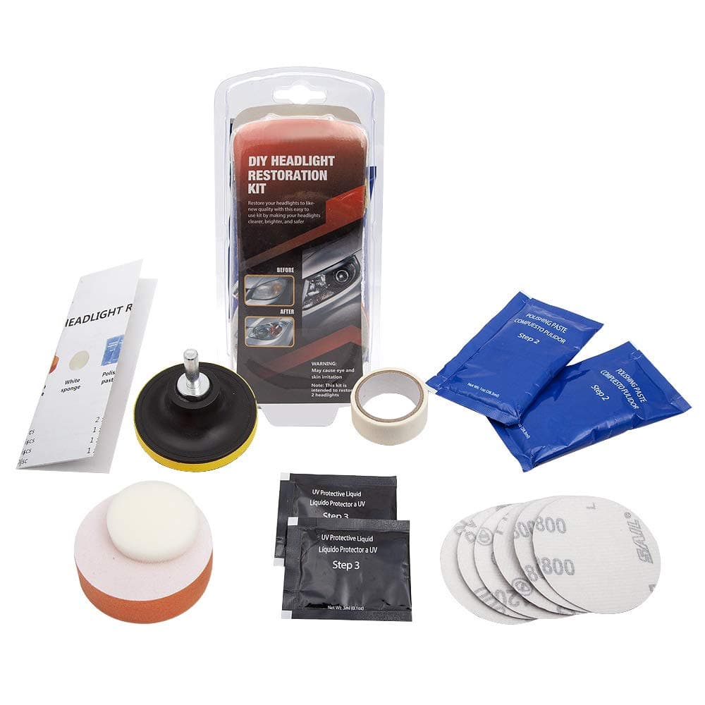 Mookis Headlight Restoration Kit, Heavy Duty Drill Based with Block Coat,Sand, Refine, and Polish to Restore Cloudy & Dull Headlights