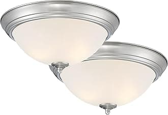 Designers Fountain Flush Mount Ceiling Light, 11 Inch Frosted Glass Lighting Fixture for Kitchen, Bedroom, Bathroom, and Hallway, LED Bulbs Not Included, Brushed Nickel