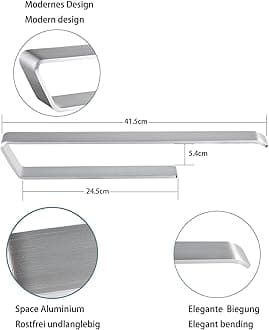 JS Towel Rail Self Adhesive Hand Towel Holder Over Door Tea Towel Rails Bathroom Kitchen Shower Storage Organiser Accessories, No Drilling