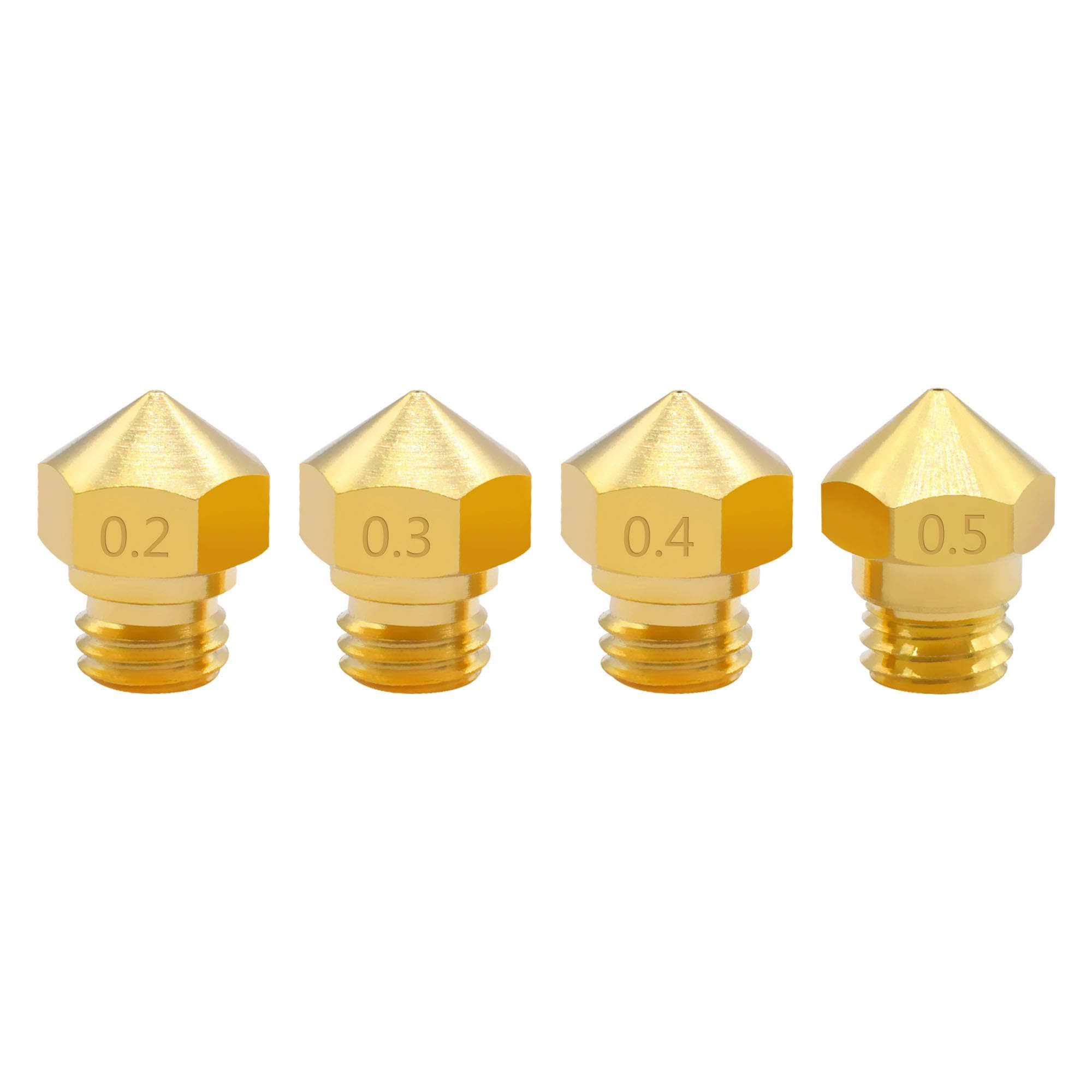 Sumje 6pcs MK10 Extruder Nozzle M7 Threaded 0.2mm, 0.3mm, 0.4mm, 0.5mm, 0.6mm, 0.8mm (1 Each) Brass Extruder Print Head for 3D Printer Wanhao Dupicator D4/I3/Dremel QIDI Makerbot 2